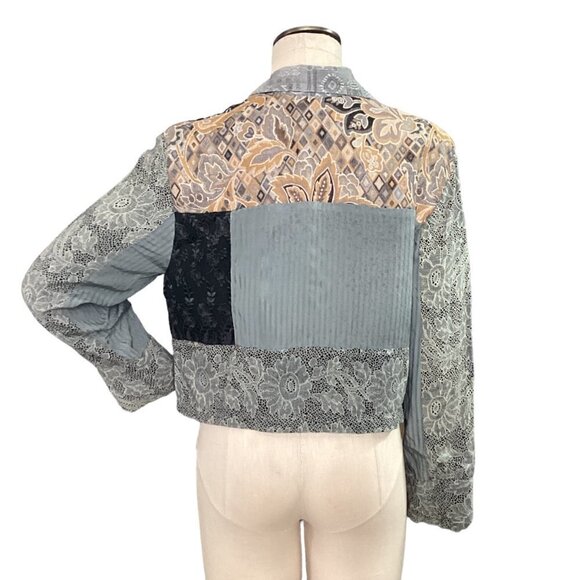 VTG Surya Beaded Embroidered Patchwork Cropped Jacket Sz M 184B - Picture 10 of 13